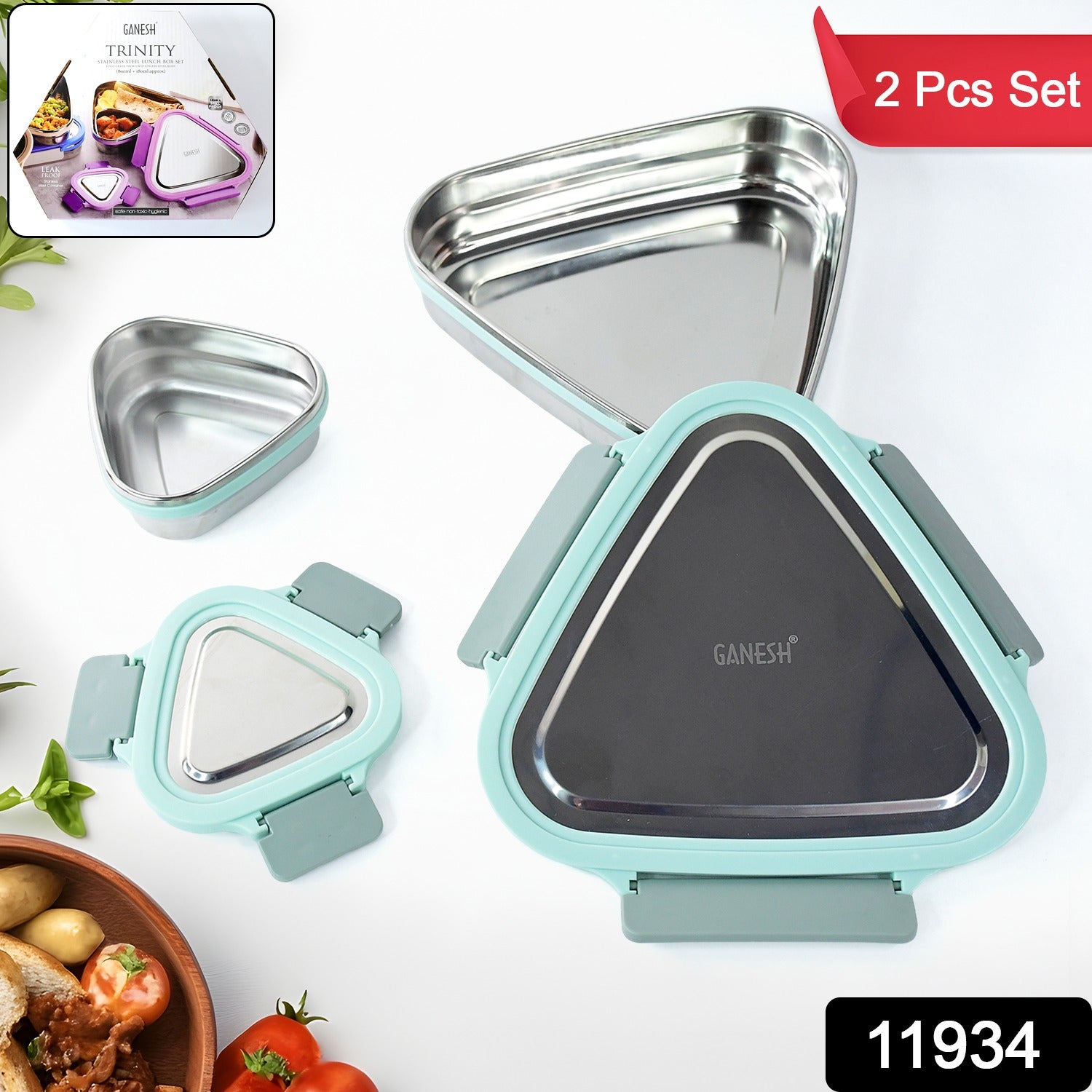 Ganesh Trinity Triangular Steel Tiffin  Ganesh Trinity Triangular Steel Tiffin